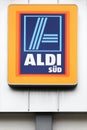 Aldi Sud logo on a wall