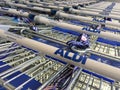 Aldi supermarket shopping carts background