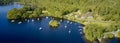 Aldochlay boat mooring on Loch Lomond aerial view