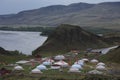 Aldyn Bulak Ethnocultural Complex. Yurts stand near the river in the mountains. Royalty Free Stock Photo