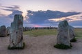 Tourists at the mysterious Ales stones on the Swedish south east coast