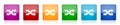 Aleatory icon set, colorful square glossy vector illustrations in 6 options for web design and mobile applications