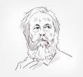Aleksandr Isayevich Solzhenitsyn was a Russian novelist famous Russian vector sketch isolated