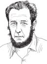 Aleksandr Solzhenitsyn cartoon portrait, vector Royalty Free Stock Photo