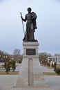 Aleksandrov, Vladimir Region, Russia, April 19, 2021: Bronze monument to Tsar Ivan the Terrible by sculptor Vasily Selivanov on e