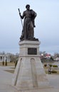 Aleksandrov, Vladimir Region, Russia, April 19, 2021: Bronze monument to Tsar Ivan the Terrible by sculptor Vasily Selivanov on e