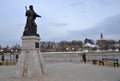 Aleksandrov, Vladimir Region, Russia, April 19, 2021: Bronze monument to Tsar Ivan the Terrible by sculptor Vasily Selivanov on e