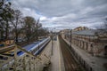 Buildings and infrastructure of the old railway station in AleksandrÃ³w Kujawski, Poland. Royalty Free Stock Photo