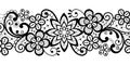 Alencon French seamless lace vector pattern, openwork ornament textile or embroidery design in black on white background Royalty Free Stock Photo