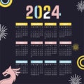 ÃÂ¡alendar for 2024 abstract typography design with a dragon