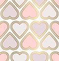 Alentine seamless pattern with pink hearts