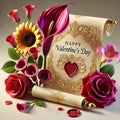 3D render of a delicate fuchsia lace-like border design Valentine day greeting concept Royalty Free Stock Photo