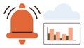 Notification Alert with Data Analytics Chart and Cloud Integration Concept Royalty Free Stock Photo