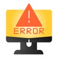 Alert on computer flat icon. Computer error color icons in trendy flat style. System error gradient style design Royalty Free Stock Photo