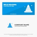 Alert, Cone, Construction, Road SOlid Icon Website Banner and Business Logo Template