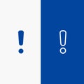Alert, Danger, Warning, Sign Line and Glyph Solid icon Blue banner Line and Glyph Solid icon Blue banner Royalty Free Stock Photo