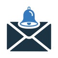 Alert, email, bell, mail, notification, notify, ring icon. Simple vector design