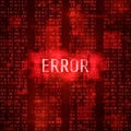 Alert error massage notification concept. Error digital report. System hacking by hacker. Vector illustration