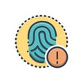 Color illustration icon for Alert, admonition and biometrics