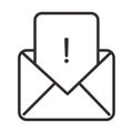 Alert icon, email message attention danger exclamation mark precaution, line style design