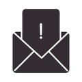 Alert icon, email message attention danger exclamation mark precaution silhouette style design