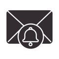 Alert icon, email receiving alarm, attention danger exclamation mark precaution silhouette style design