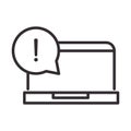 Alert icon, laptop warning message, attention danger exclamation mark precaution, line style design Royalty Free Stock Photo