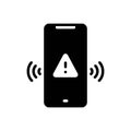 Black solid icon for Alert, mobile and attention Royalty Free Stock Photo