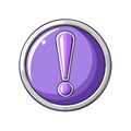 Alert Icon with Purple Exclamation Point in a Glossy Round Button Frame Royalty Free Stock Photo