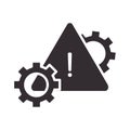 Alert icon, settings warning sign, attention danger exclamation mark precaution silhouette style design Royalty Free Stock Photo