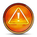 Alert icon shiny bright orange round button illustration Royalty Free Stock Photo