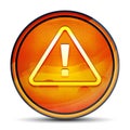 Alert icon shiny bright orange round button illustration