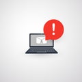 Alert of Infection by E-mail, Laptop Computer Notification, Warning, Important Message or Dangerous Infected Email