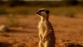 Alert meerkat standing in nature, watching with cute curiosity generated by AI