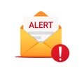 Alert message by email. Envelope with a alert. Vector icon