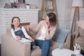 Alert mother and daughter spending time together