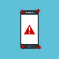 Alert notification on smartphone vector, malware concept, spam data, fraud internet error Royalty Free Stock Photo