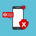 Alert notification on smartphone vector, malware concept, spam data, fraud internet error Royalty Free Stock Photo