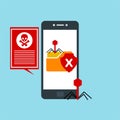 Alert notification on smartphone vector, malware concept, spam data, fraud internet error Royalty Free Stock Photo