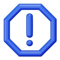 Alert octagon 3d rendering isometric bold line icon. Royalty Free Stock Photo