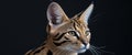 Alert Serval Cat with Large Ears on Black Background Royalty Free Stock Photo