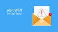 Alert spam concept design. Yellow fraud letter icon with document, alert exclamation warning sign, red notification. Email symbol Royalty Free Stock Photo