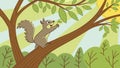 Alert Squirrel on Oak Branch, Forest Wildlife Vector Art, vector design Generative AI Royalty Free Stock Photo