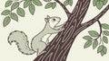 Alert squirrel perched on a branch, observing its surroundings, vector design Generative AI Royalty Free Stock Photo