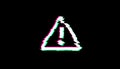 Alert symbol on analog screen VHS style