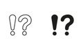 Alert Symbol. Question Mark and Exclamation Point Line and Silhouette Icon Set. Caution Information. FAQ, Answer