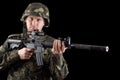 Alerted soldier holding m16 Royalty Free Stock Photo