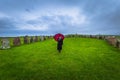 Ales Stones - October 22, 2017: Traveler at the iron age Ales Stones in Skane, Sweden Royalty Free Stock Photo