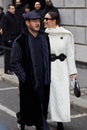 Alessandro Cattelan and Ludovica Sauer before Giorgio Armani fashion show, Milan Fashion Week