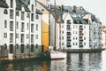 Alesund city houses in Norway cityscape